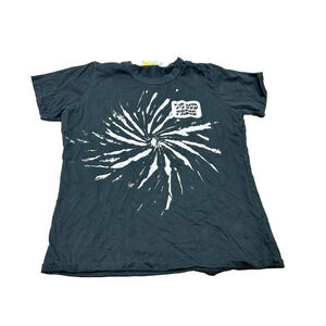 Big Bud‎ Press Womens Black Knit Graphic Print Logo Short Sleeve T-Shirt Size L